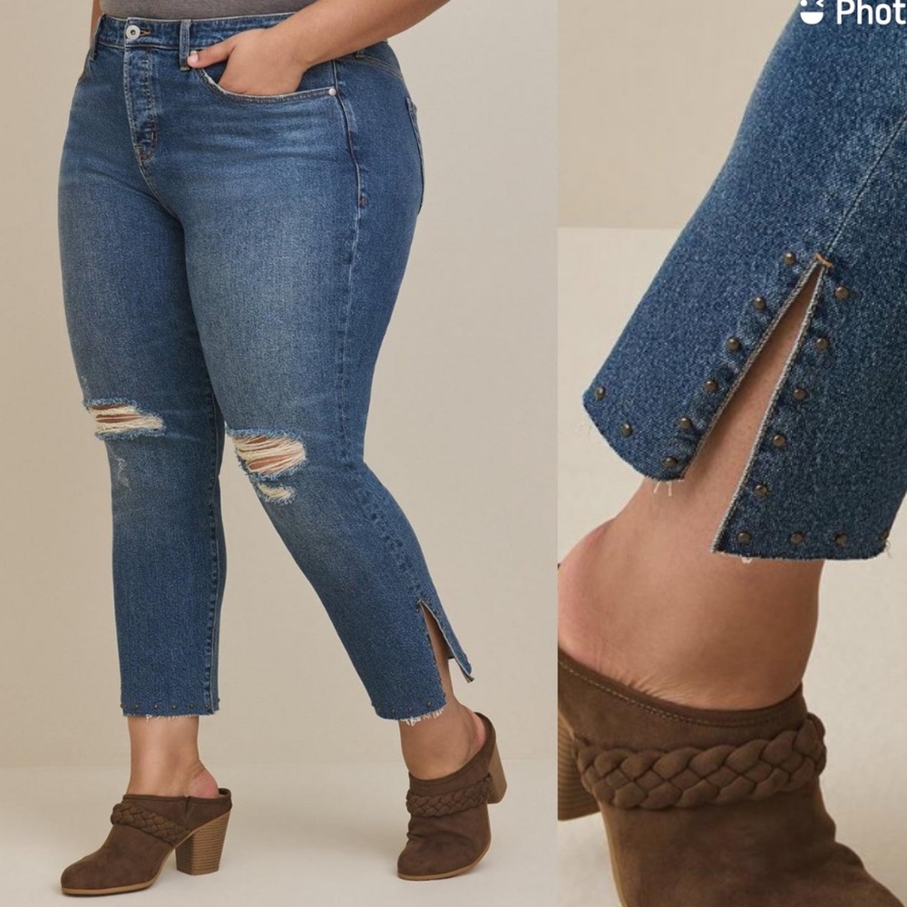 Torrid Studded Ankle Straight Classic High-Rise Denim Jean